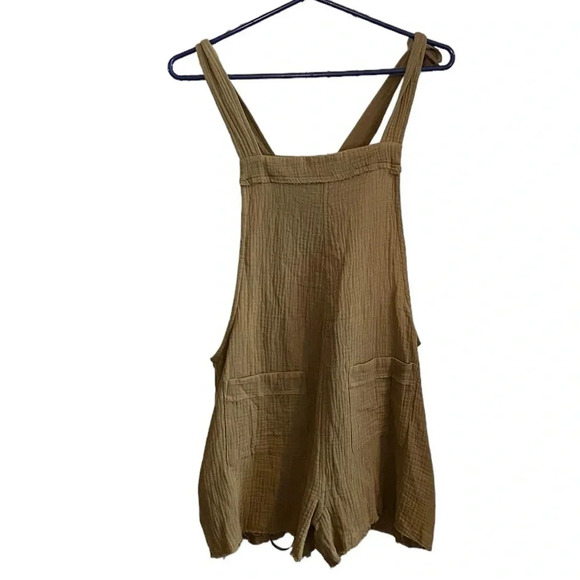 New Love riche army green gauze shorts overalls California Fall coastal cowgirl - Picture 1 of 12